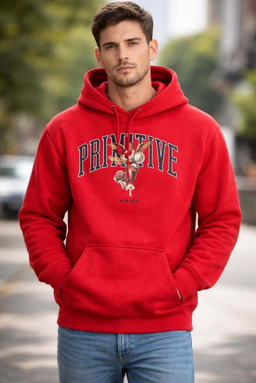 Primitive Men's Collegiate Long Sleeve Pullover Hoodie Red Apparel 2XL CR60 NWT